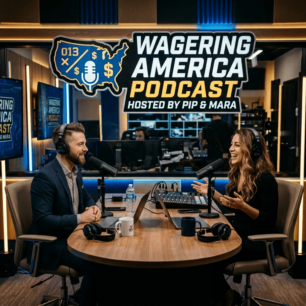 Two women hosting a podcast in a professional studio with microphones and headphones